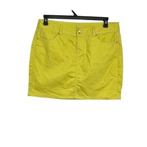 Cache Stretch Yellow Denim White Stitching Mini‎ Shirt Size 12 Preppy Summer